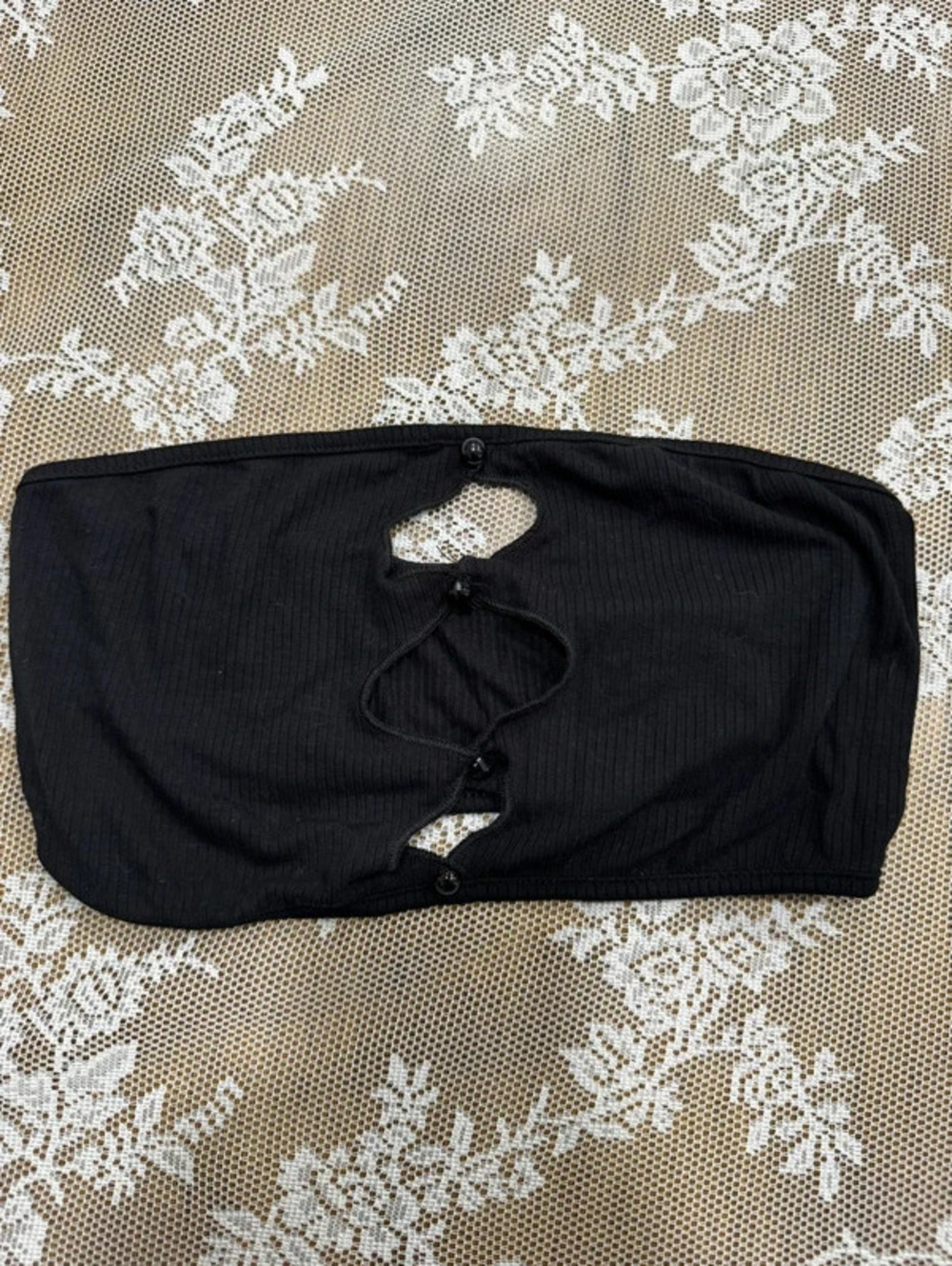 black tube top with front cut outs